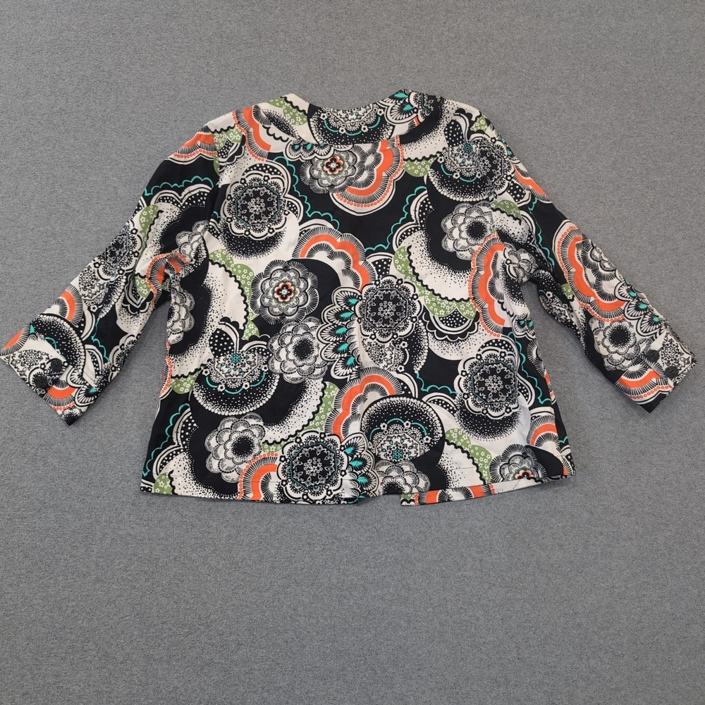 Coldwater Creek Women's XL Black‎ White Orange Floral Open Front Jacket - Picture 4 of 4